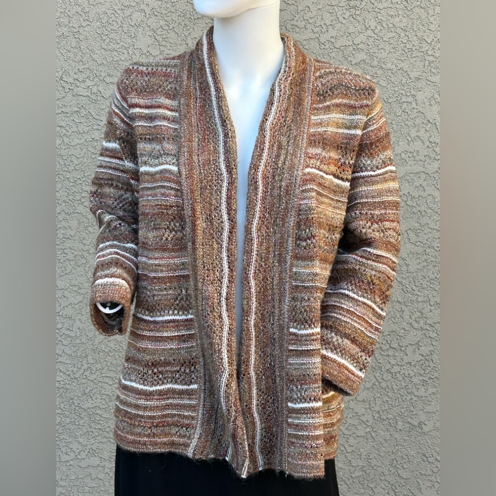 🧨 5 for $25 sale 🧨 Rebell's Brown & Gold Tone Open Front Cardigan  Sz M